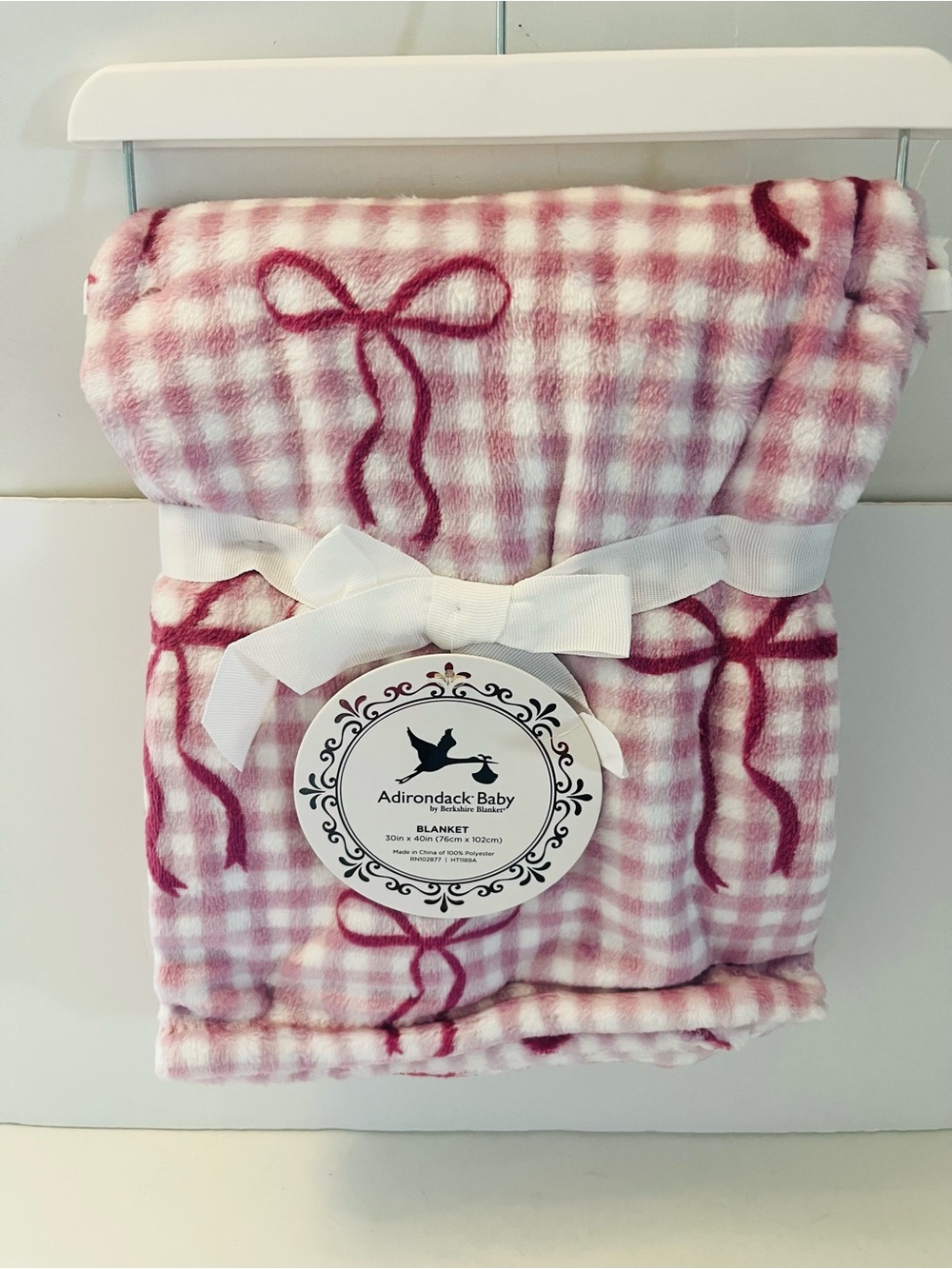 Adirondack Baby by Berkshire Blanket Purple & White Checkerboard with Bows